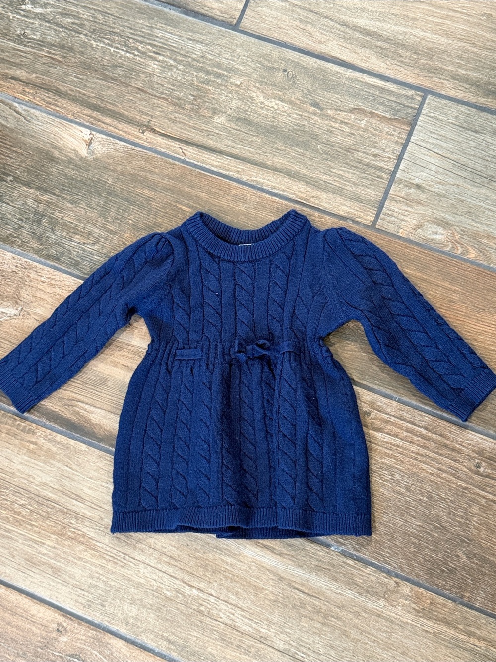 Gymboree Blue Cable Knit Dress with Waist Bow